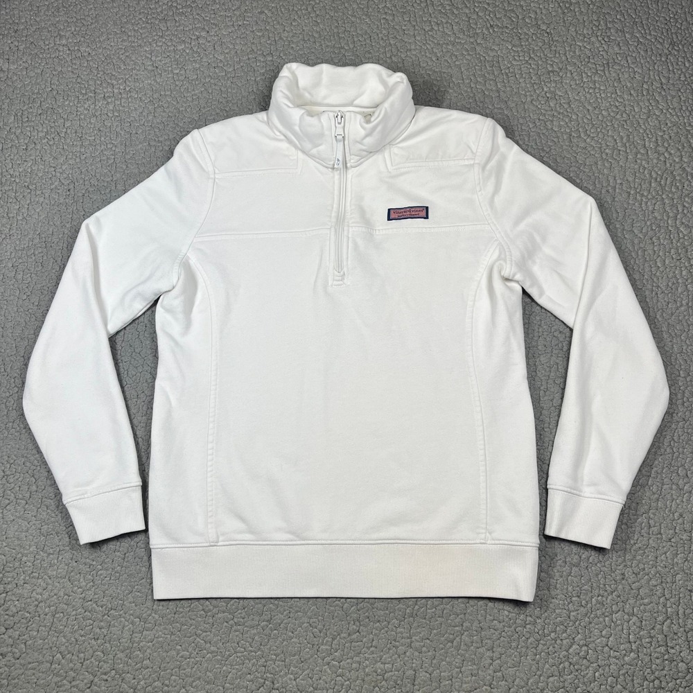 Vineyard Vines Quarter Zip Pullover Womens S Shep Shirt White Preppy Classic
